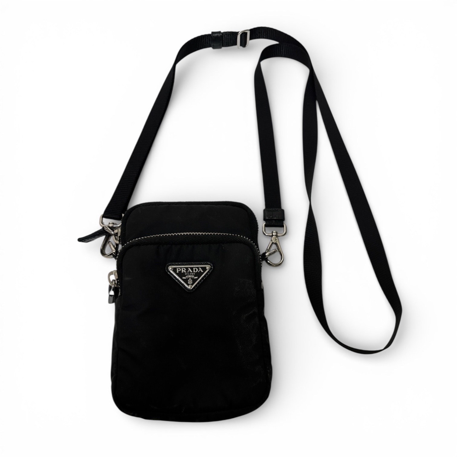 PRADA TESSUTO NERO Re-Nylon スマートフォンケース ショルダーバッグ ブラック 2ZT024 2DM1