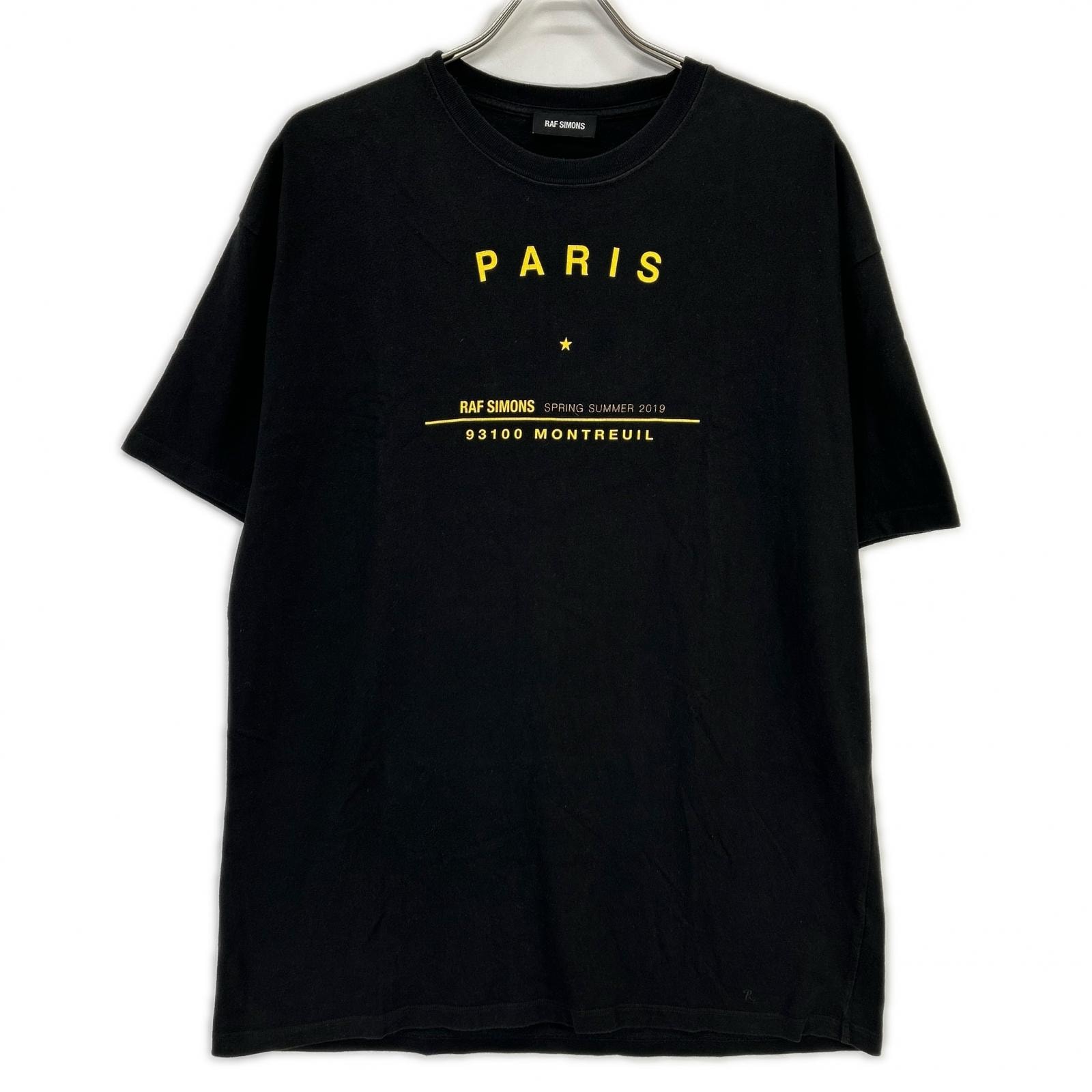 ラフシモンズ 19SS ブラック プリントワークスツアーTシャツ M