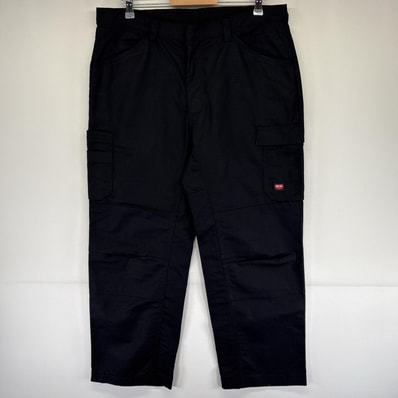 古着 レッドキャップ RED KAP ワークパンツ ダック地 ダブルニー カーゴ ワンポイントロゴ w38 L37 ブラック メンズ