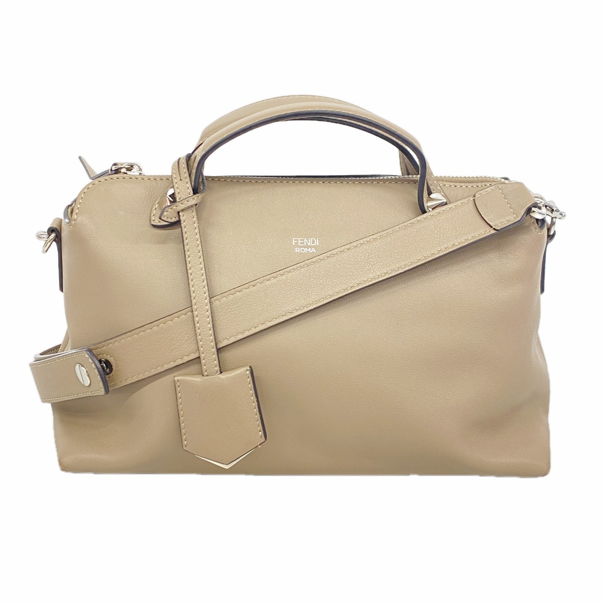 【6ia0849-h】フェンディ ハンドバッグ バイザウェイ レザー ベージュ シルバー金具 2wayバッグ【中古】レディース