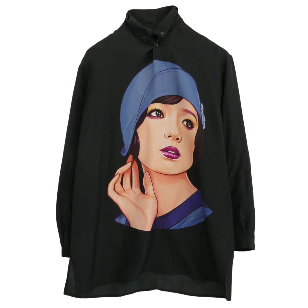 Yohji Yamamoto POUR HOMME ヨウジヤマモトプールオム 長袖シャツ 18SS HW-B31-419 サイトウユウスケ シルク ブラウス 長袖 シャツ ブラック系 2【中古】