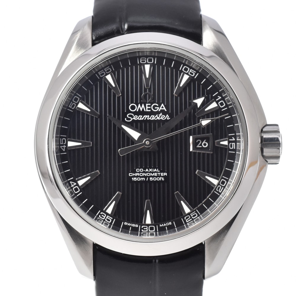 オメガ OMEGA 231.13.34.20.01.001 シーマスター アクアテラ ブラック 自動巻き レディース 美品 保証書付き 腕時計 L#151081