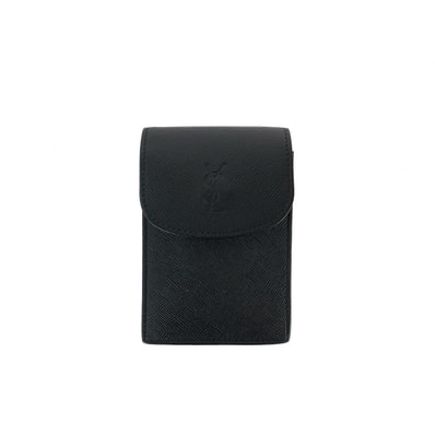 美品 YVES SAINT LAURENT イヴ サンローラン ヴィンテージ ブラック 黒 ゴールド金具 レザー シガレットケース 小物入れ 男女兼用 604113 【中古】