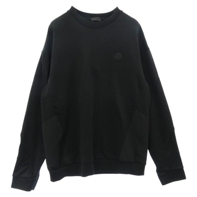 MONCLER モンクレール スウェット H10918G0002 809KR モンクレールジャパンタグ MAGLIA GIROCOLLO ラバーワッペン付 メッシュ切替 スウェット トレーナー ブラック系 L【中古】