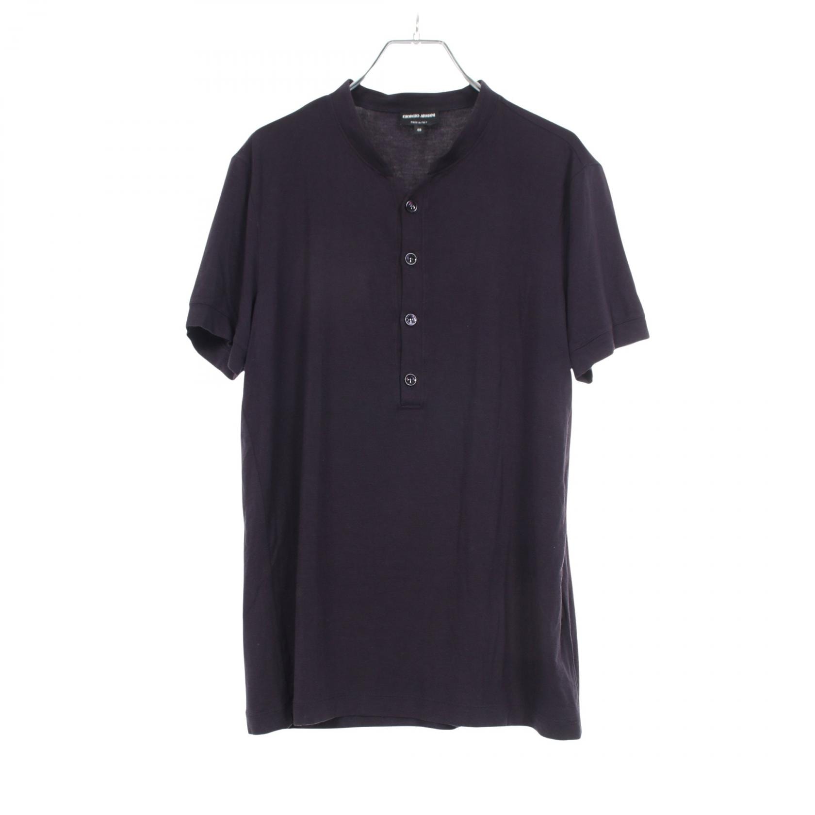 ジョルジオアルマーニ GIORGIO ARMANI ヘンリーネック 半袖 カットソー 衣料品 トップス レーヨン メンズ ネイビー系 LSM29JLSP1E 【中古】
