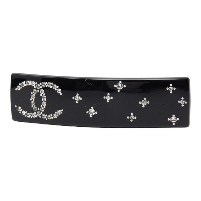 シャネル バレッタ ブラック プラスチック ラインストーン レディース CHANEL 【中古】