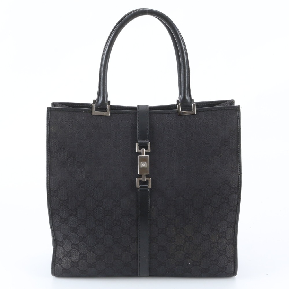 未使用 GUCCI ジャッキー キャンバス トートバッグ B (目立った傷や汚れなし)】□美品 グッチ ジャッキーGGキャンバス 002