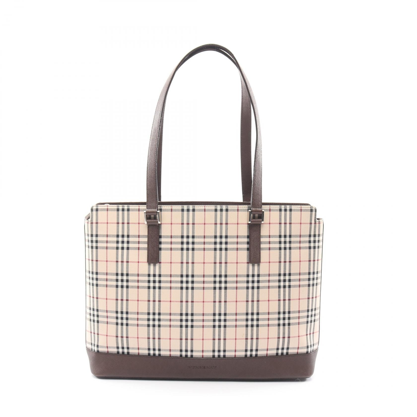 バーバリー BURBERRY ノバチェック トートバッグ バッグ レザー ナイロンキャンバス レディース ベージュ系 / ブラウン系 / マルチカラー 【中古】