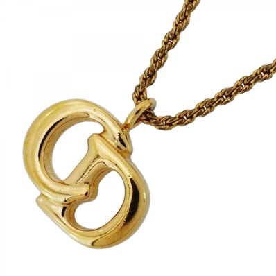 【6jdb0333-k】クリスチャンディオール ネックレス CDロゴ GPメッキ ゴールド【中古】レディース