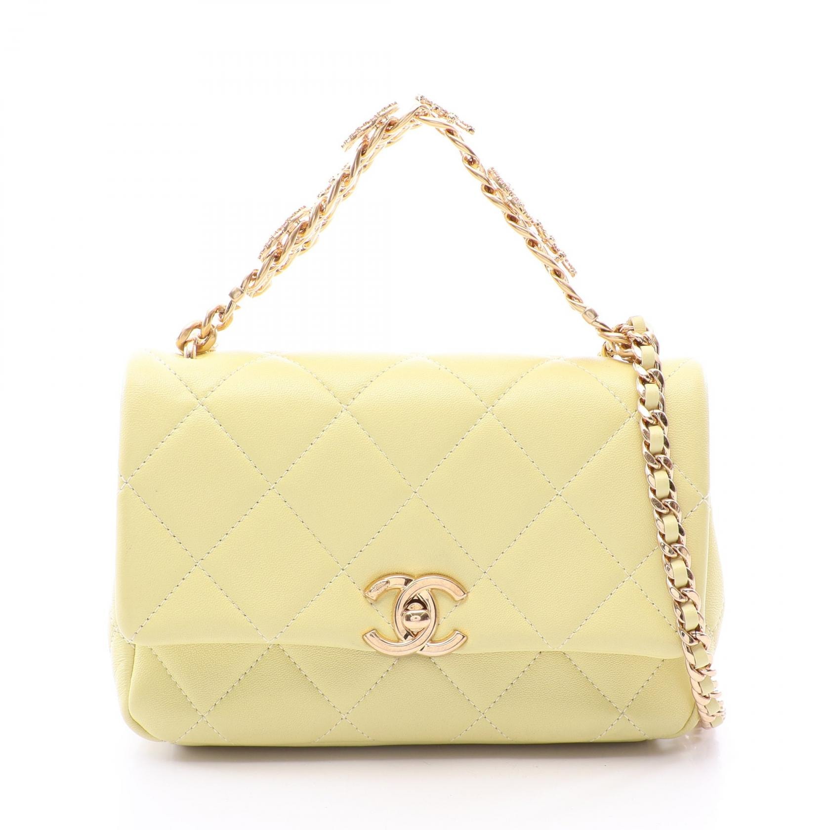 シャネル CHANEL マトラッセ 2WAY ショルダーバッグ バッグ ラムスキン(羊革) レディース イエロー系 AS4595 【中古】