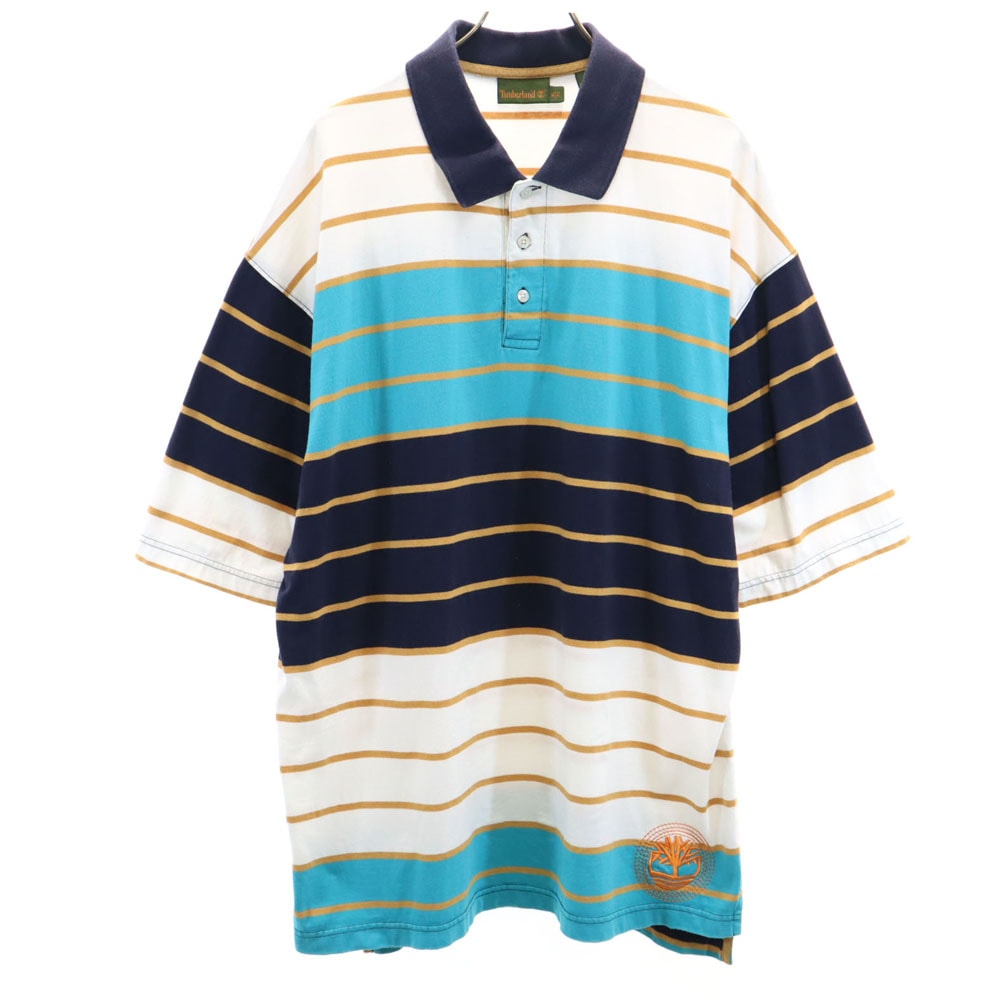Timberland ティンバーランド ボーダー柄 半袖 ポロシャツ XL ホワイト 他