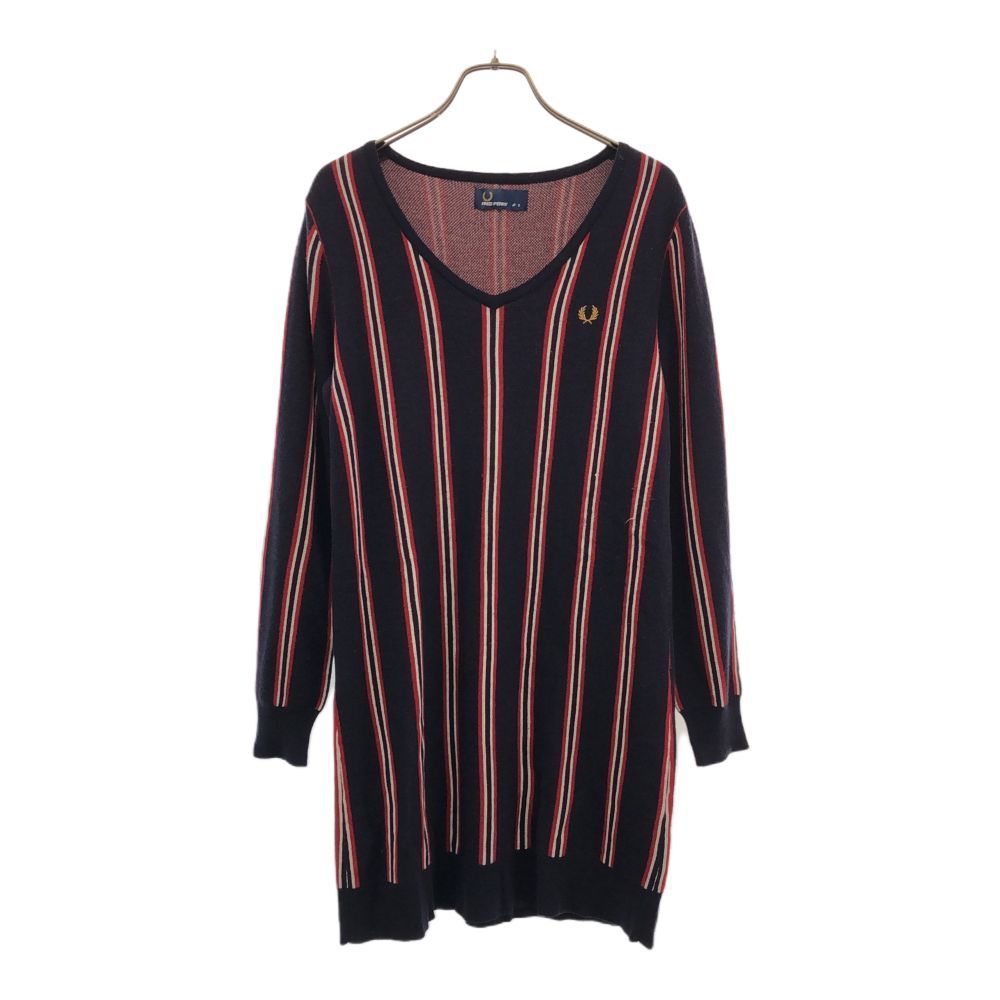 FRED PERRY 長袖 Vネック ニット ワンピース