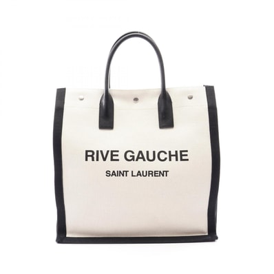 サンローランパリ SAINT LAURENT PARIS RIVE GAUCHE リヴ ゴーシュ トートバッグ バッグ キャンバス レザー レディース アイボリー系 / ブラック系 632539 【中古】