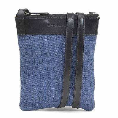 ブルガリ BVLGARI ショルダーバッグ デニム/レザー ブラック/ブルー レディース【中古】 h32660d