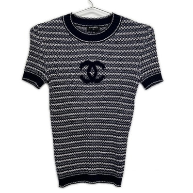 シャネル P63025 K48838 ココマーク ツイードデザイン サマーニット 34