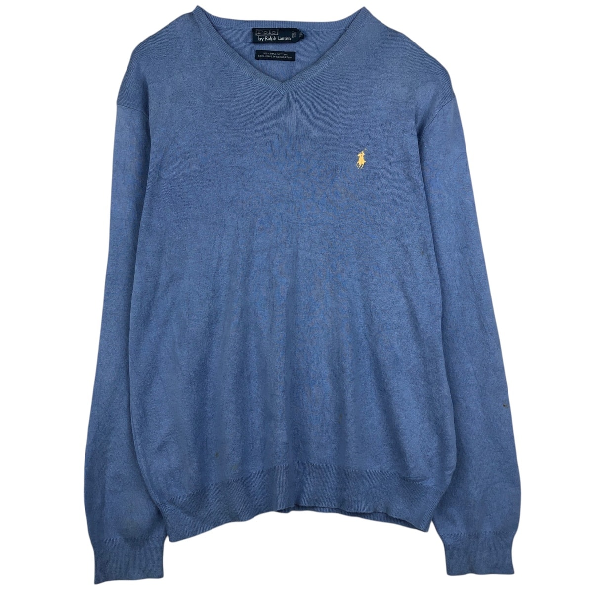 古着 ラルフローレン Ralph Lauren POLO by Ralph Lauren Vネック ピマコットンニットセーター メンズL相当/eaa637192