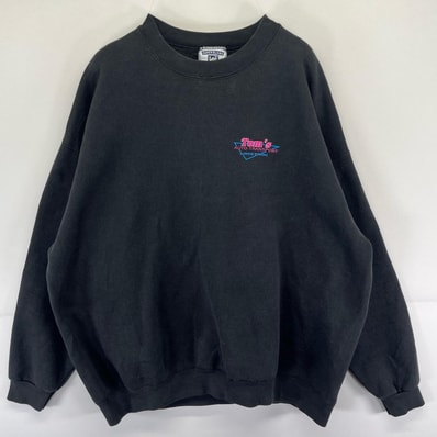 古着 リー Lee USA製 スウェット プルオーバー クルーネック トレーナー 大きいサイズ 肉厚 2XL ブラック系 プリント メンズ