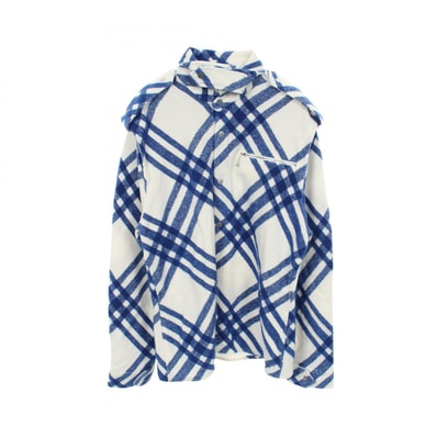 バーバリー BURBERRY チェック シャツ 衣料品 アウター ウール メンズ ホワイト系 / ブルー系 【中古】