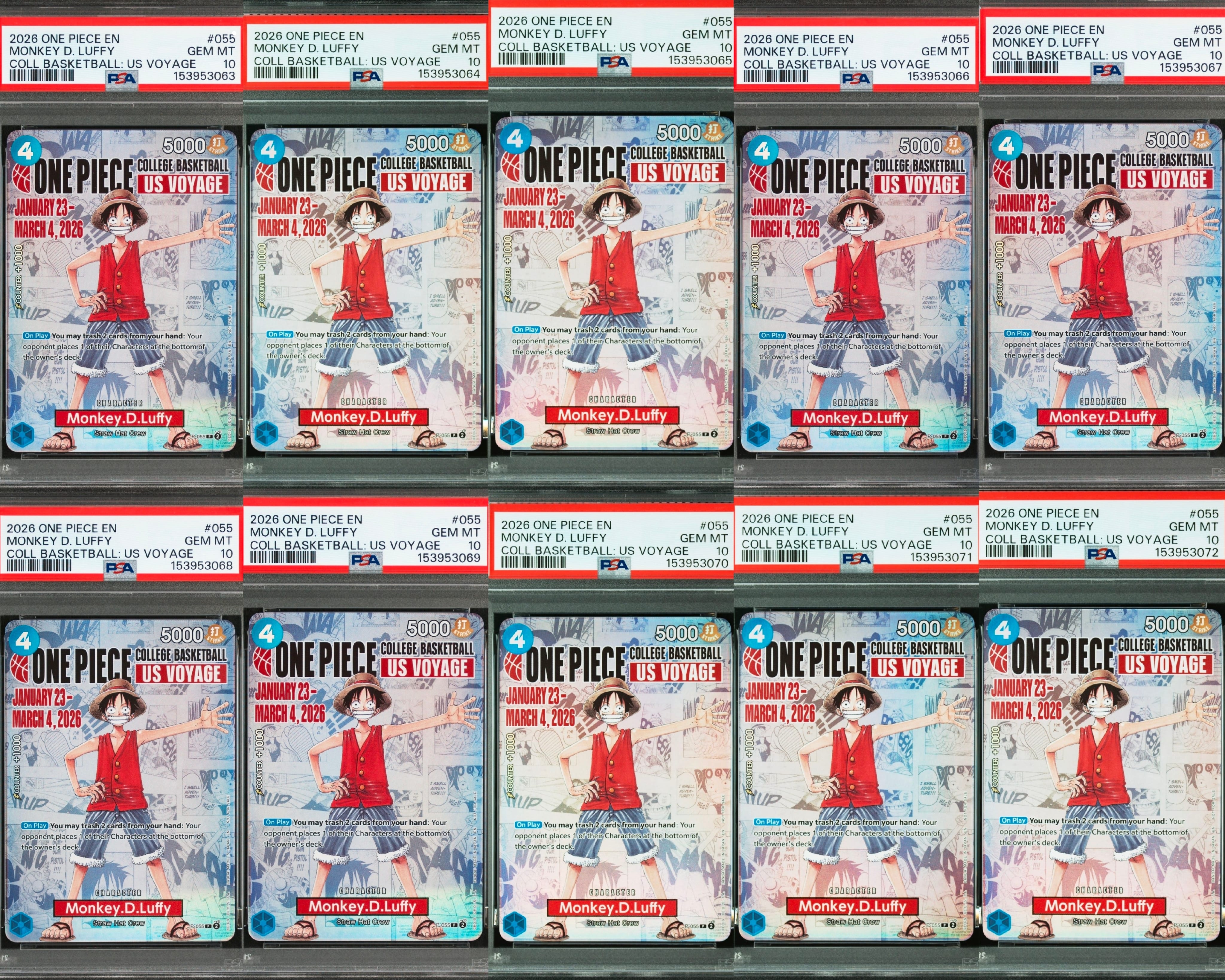 モンキー・D・ルフィ:P (開封済) [P-055]【英語版】(プロモーションカード「ワンピース カレッジ バスケットボール:USボヤージュ」)