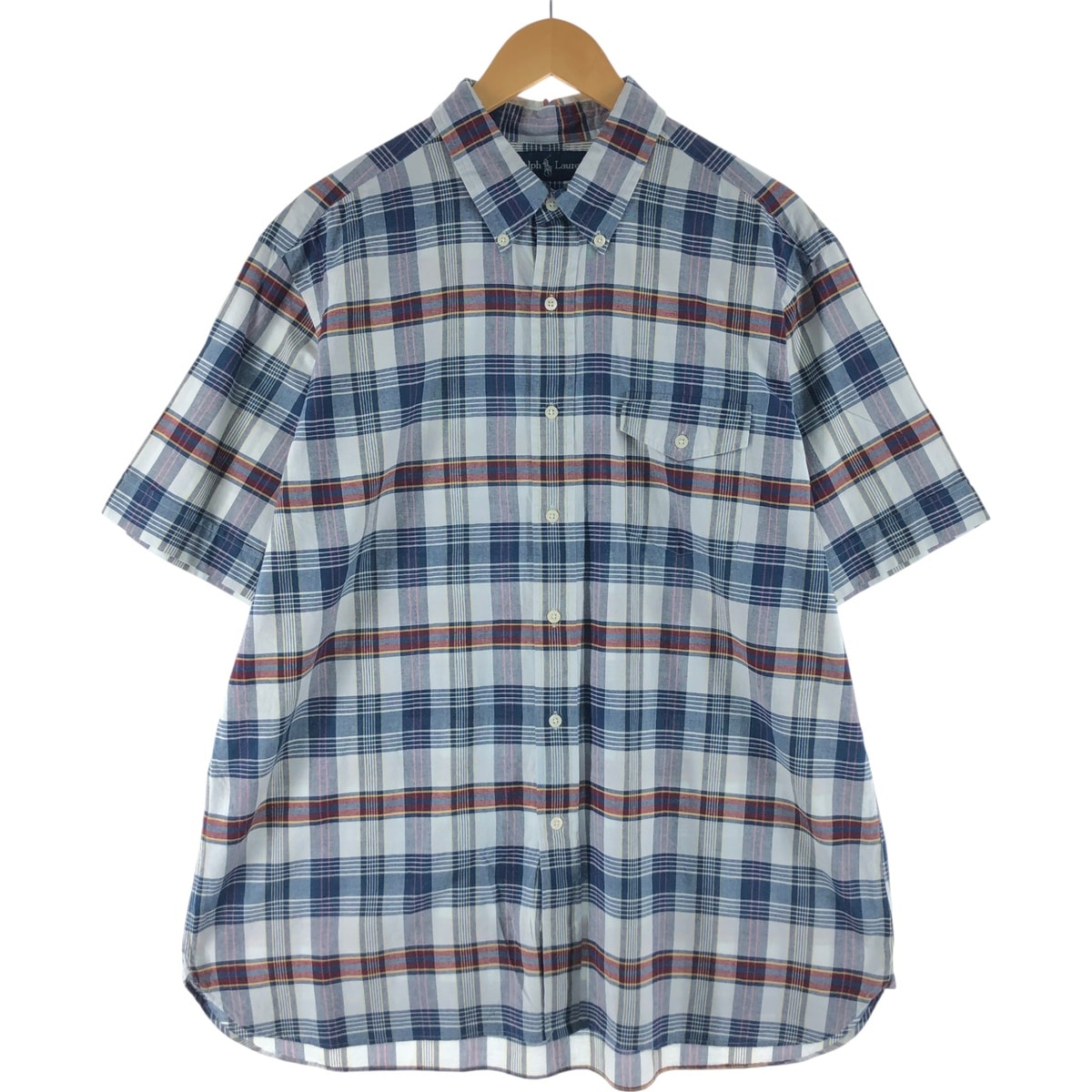 古着 ラルフローレン Ralph Lauren 半袖 ボタンダウン チェックシャツ メンズXL相当/eaa564002