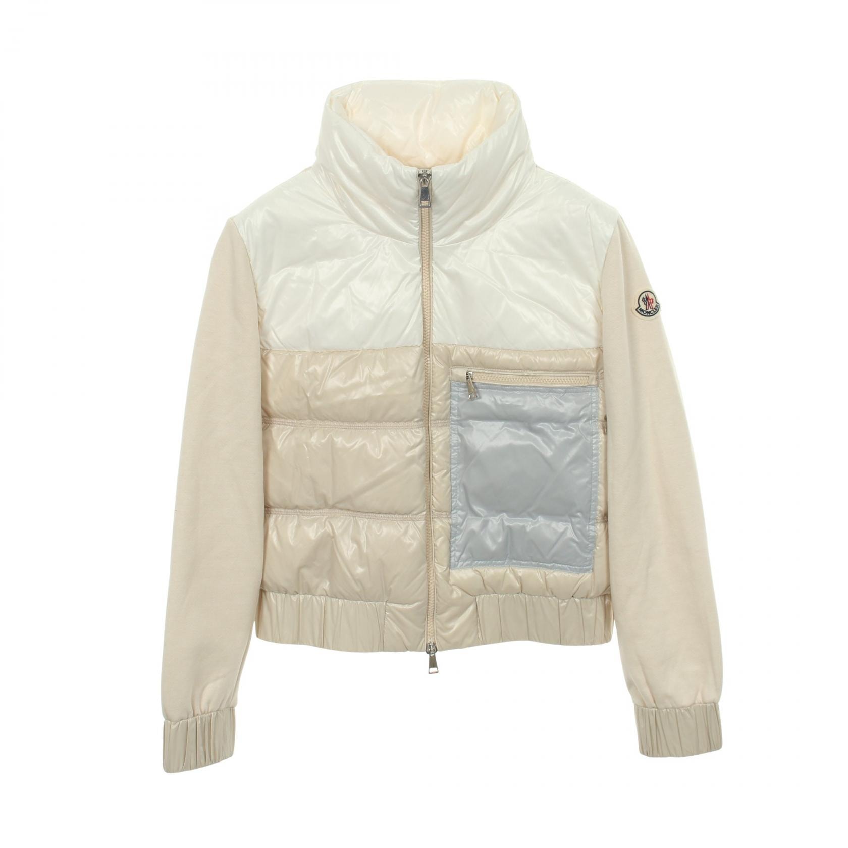 モンクレール MONCLER 切替 ダウンジャケット 衣料品 アウター ナイロン コットン レディース アイボリー系 / ホワイト系 / グレー系 8G00016 【中古】