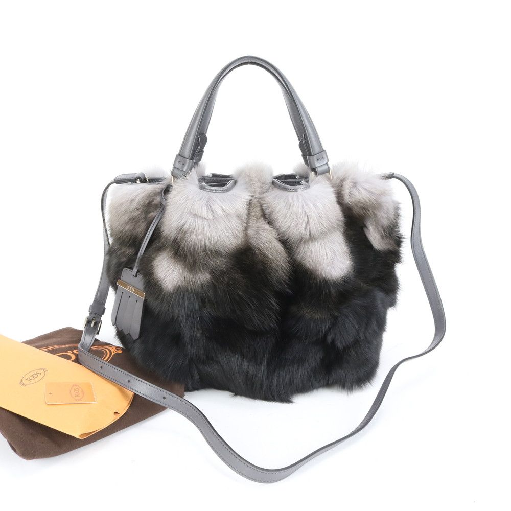 ■極美品 トッズ フォックスファー レザーショルダーバッグ