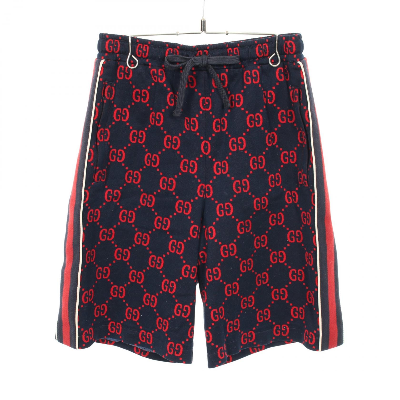グッチ GUCCI ジャンボGG パンツ 衣料品 ボトムス コットン メンズ ネイビー系 / レッド系 【中古】