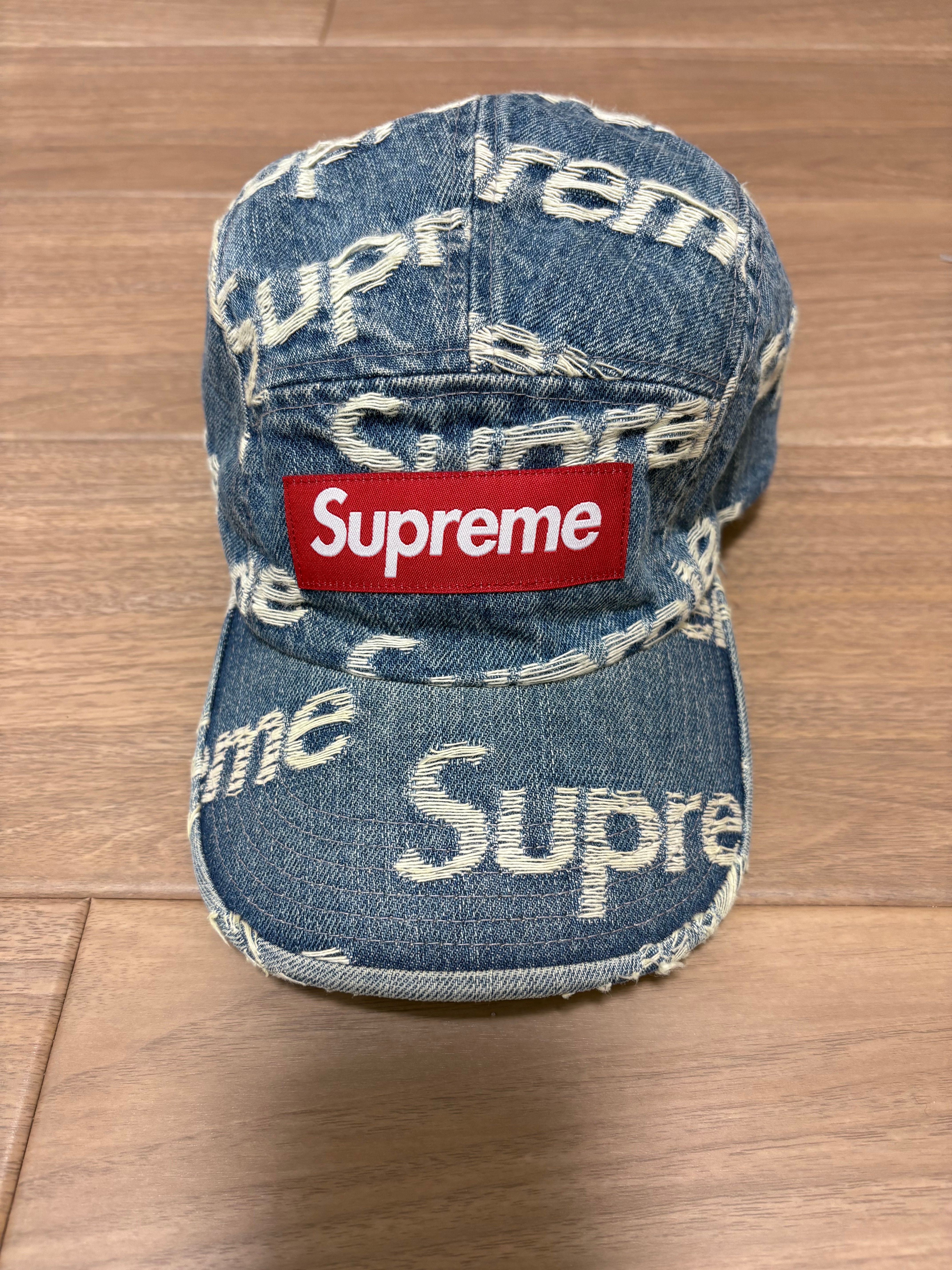 Supreme Frayed Logos Denim Camp Cap "Blue"