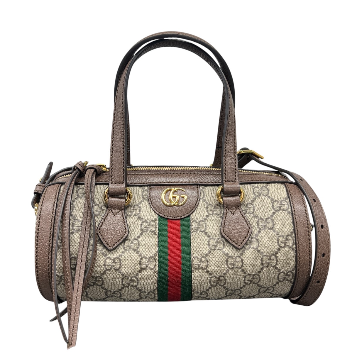 GUCCI 極美品 グッチ オフィディア GGスプリーム スモールボストン 2way ハンドバッグ ショルダーバッグ 602577 PVC レザー ベージュ ブラウン クロスボディ ポシェット ミニボストン シェリー Aランク 中古 鑑定済 グッチバッグ