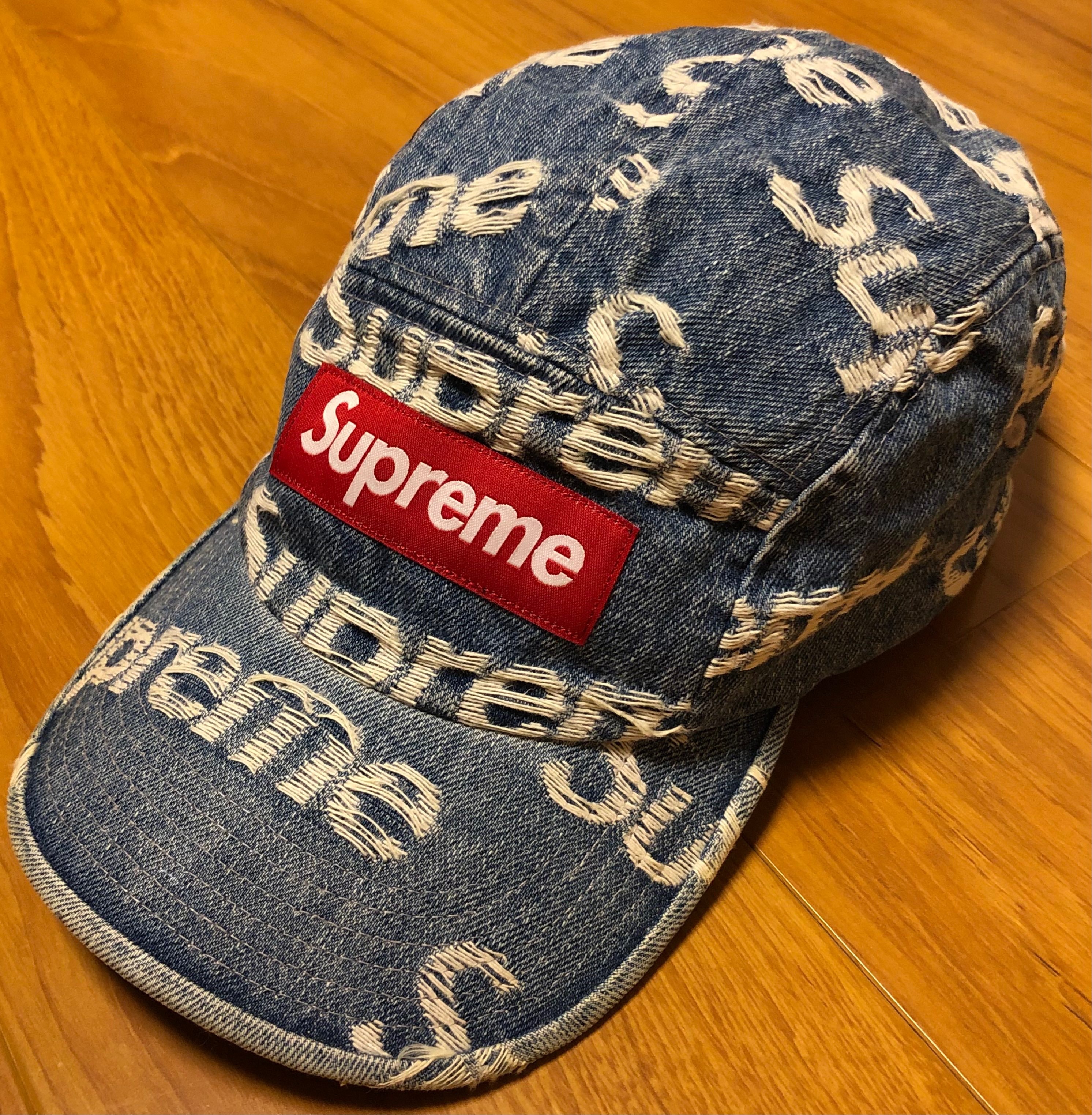 Supreme Frayed Logos Denim Camp Cap "Blue"