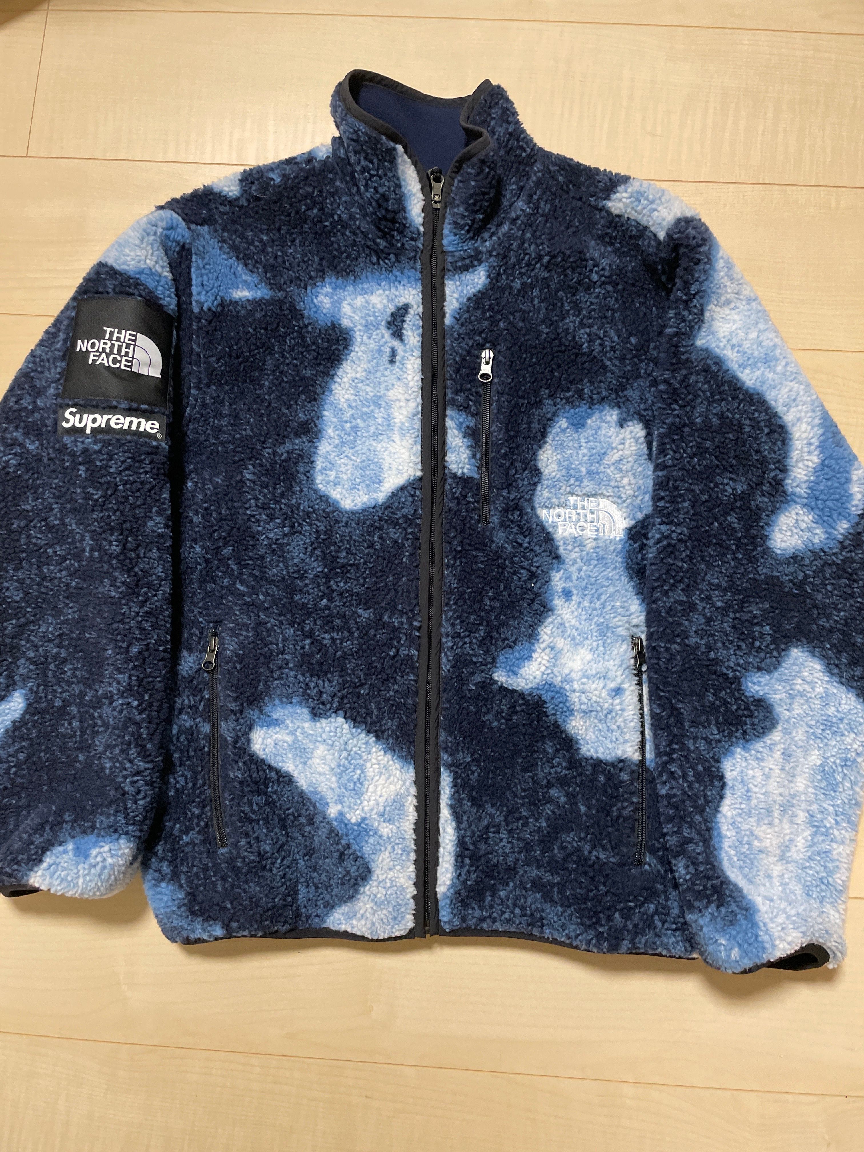 Supreme x The North Face Bleached Denim Print Fleece Jacket "Indigo"