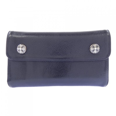 Chrome Hearts Wave Cross Ball Button Leather Wallet "Black/Silver"