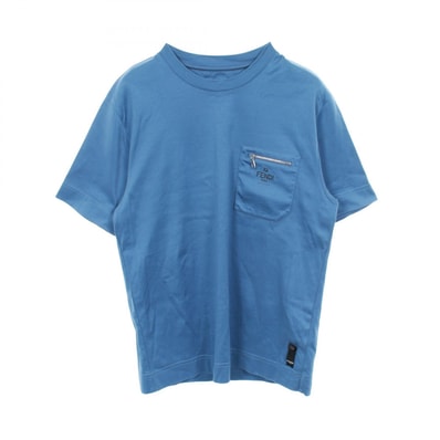 フェンディ FENDI ロゴ 半袖Tシャツ 衣料品 トップス コットン メンズ ブルー系 FY0936ARYRF0QB0 【中古】