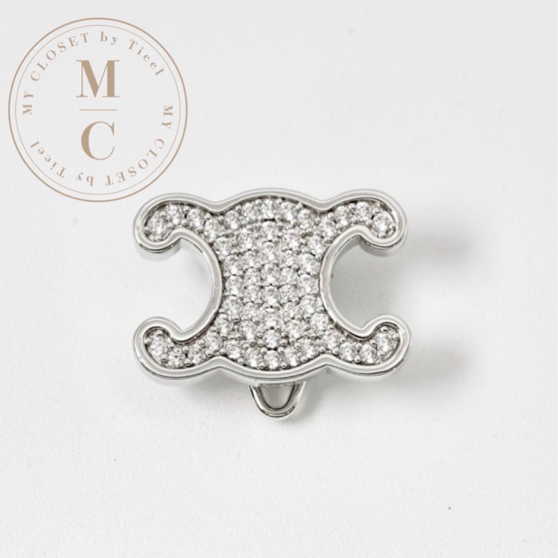 セリーヌ CELINE ヘアアクセサリー シルバー トリオンフ ヘアクリップ ラインストーン