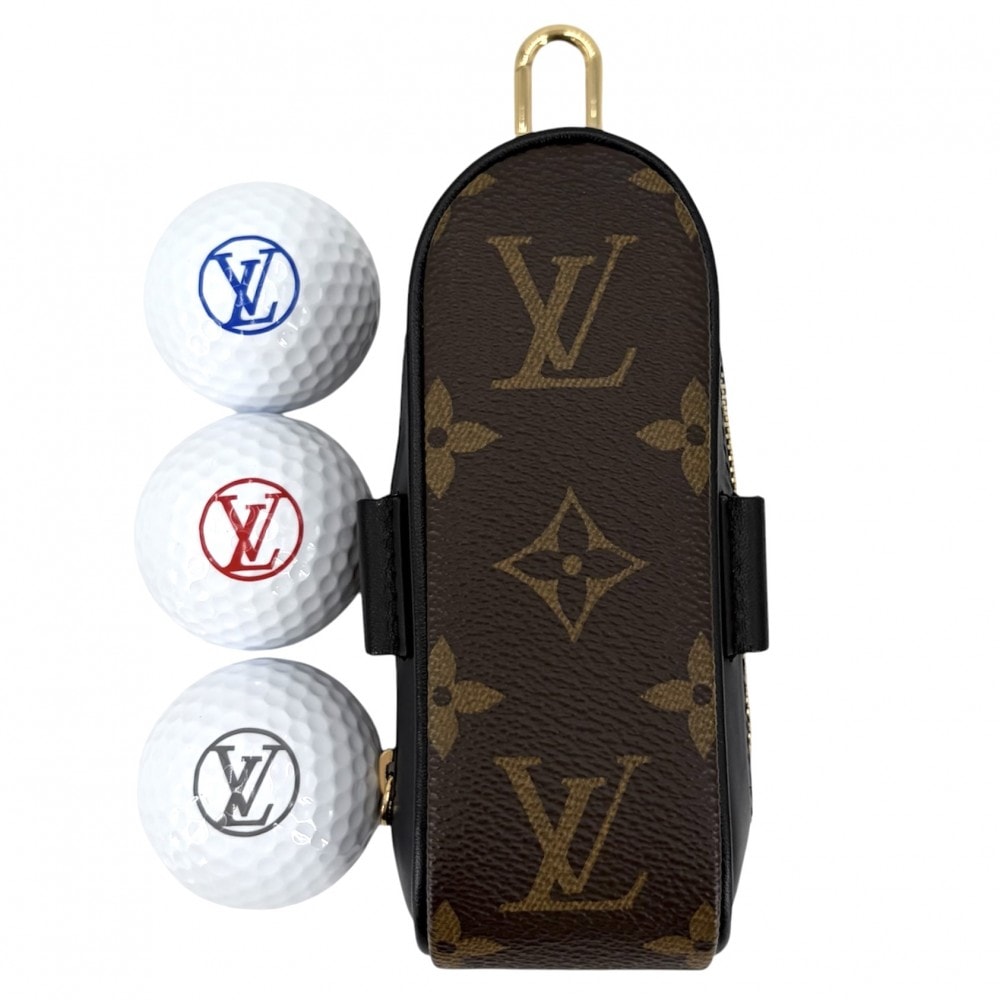 LOUIS VUITTON ルイヴィトン 雑貨 モノグラムマカサー セットゴルフ・アンドリュース ゴルフ用品 ゴルフボール ゴルフセット 小物 GI0826    ブラック 黒 ブラウン 茶 シルバー金具 ユニセックス 美品【中古品】
