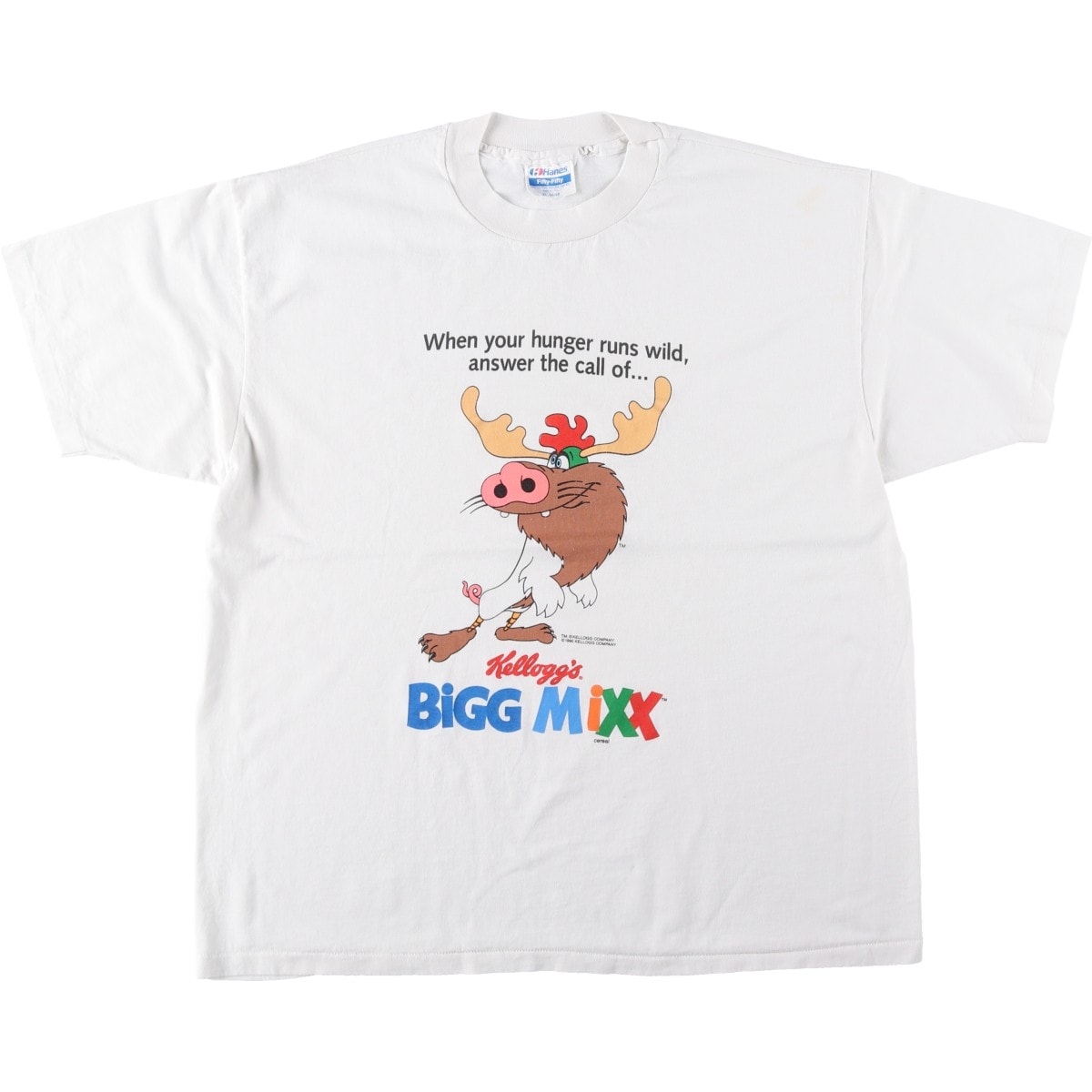 古着 90年代 ヘインズ Hanes Fifty-Fifty 青タグ プリントTシャツ USA製 メンズXL相当 ヴィンテージ/eaa642059