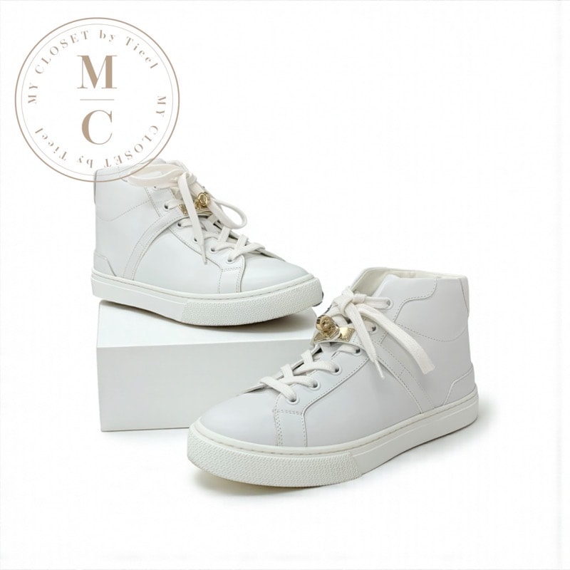 エルメス HERMES デイドリーム スニーカー 靴 シューズ レザー ホワイト 白 ゴールド ケリー金具 ハイカット