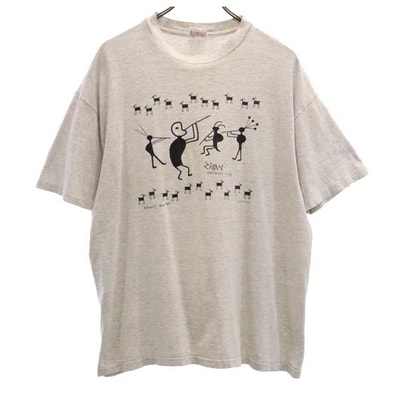 Hanes ヘインズ 80s 90s ヴィンテージ USA製 半袖 Tシャツ XL グレー系