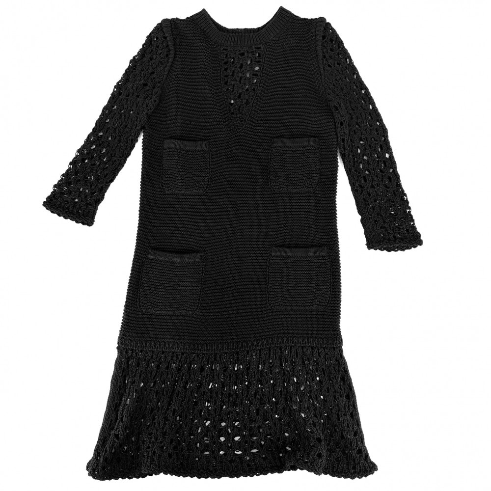 CHANEL シャネル ワンピース ニットワンピース 長袖 アパレル 服 36 ブラック 黒 コットン    レディース 春 秋 冬 美品【中古品】