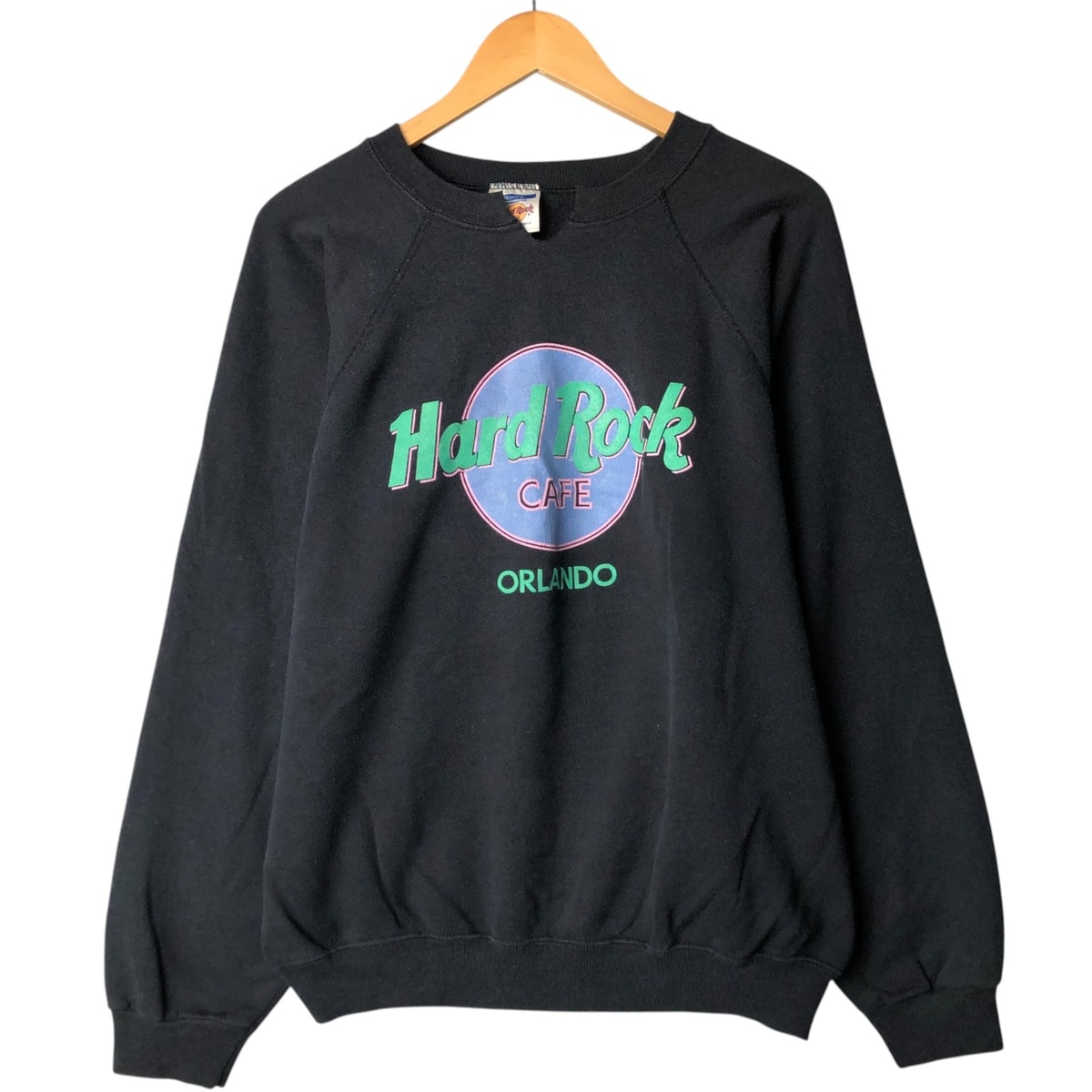 古着 90年代 ヘインズ Hanes HARD ROCK CAFE ハードロックカフェ Vネック カットオフ アドバタイジング スウェットシャツ トレーナー USA製 メンズXL相当 ヴィンテージ/eaa573013