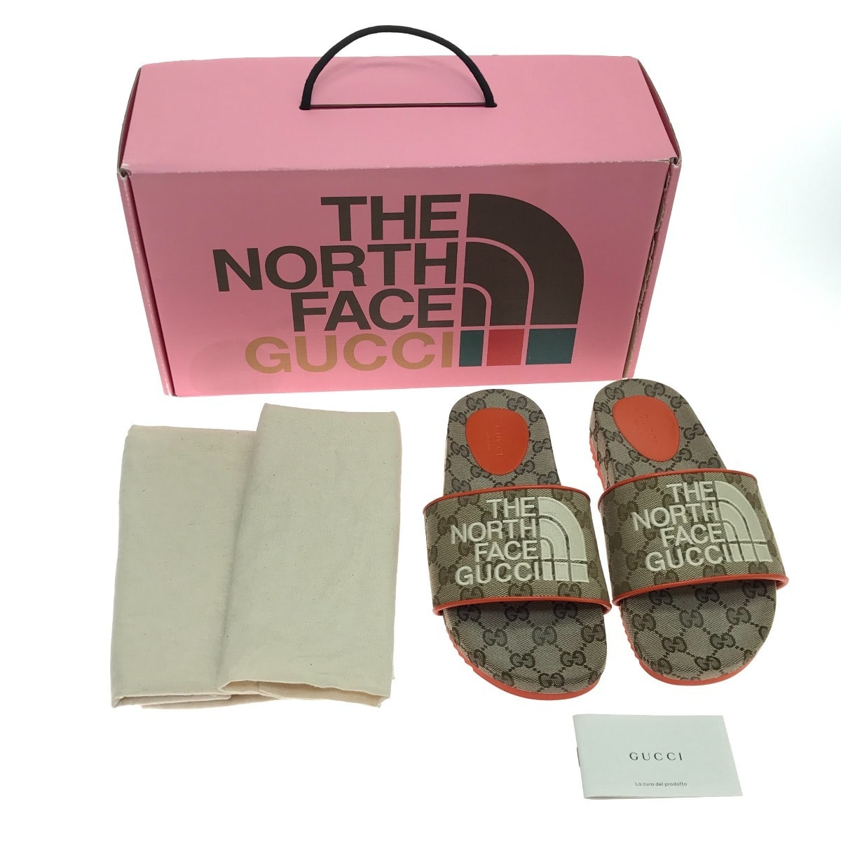 $$ GUCCI グッチ サンダル THENORTHFACE/679947 23.5-24cm 37 オレンジ×ブラウン