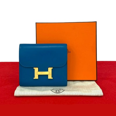 HERMES エルメス コンスタンス コンパクト カーフ レザー 二つ折り財布 ブルー
28793