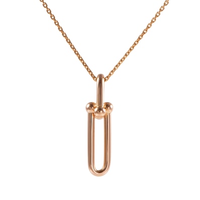 TIFFANY&Co. ティファニー ハードウェア リンク ペンダント ネックレス K18RG ピンク ゴールド【中古】