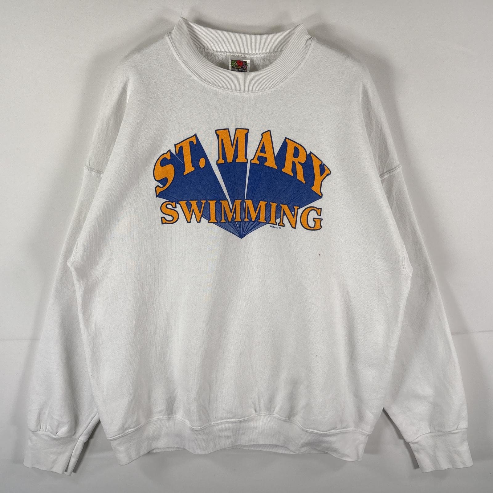 古着 フルーツオブザルーム FRUIT OF THE LOOM スウェット トレーナー クルーネック ロゴプリント 大きいサイズ プルオーバー  XL  ホワイト メンズ