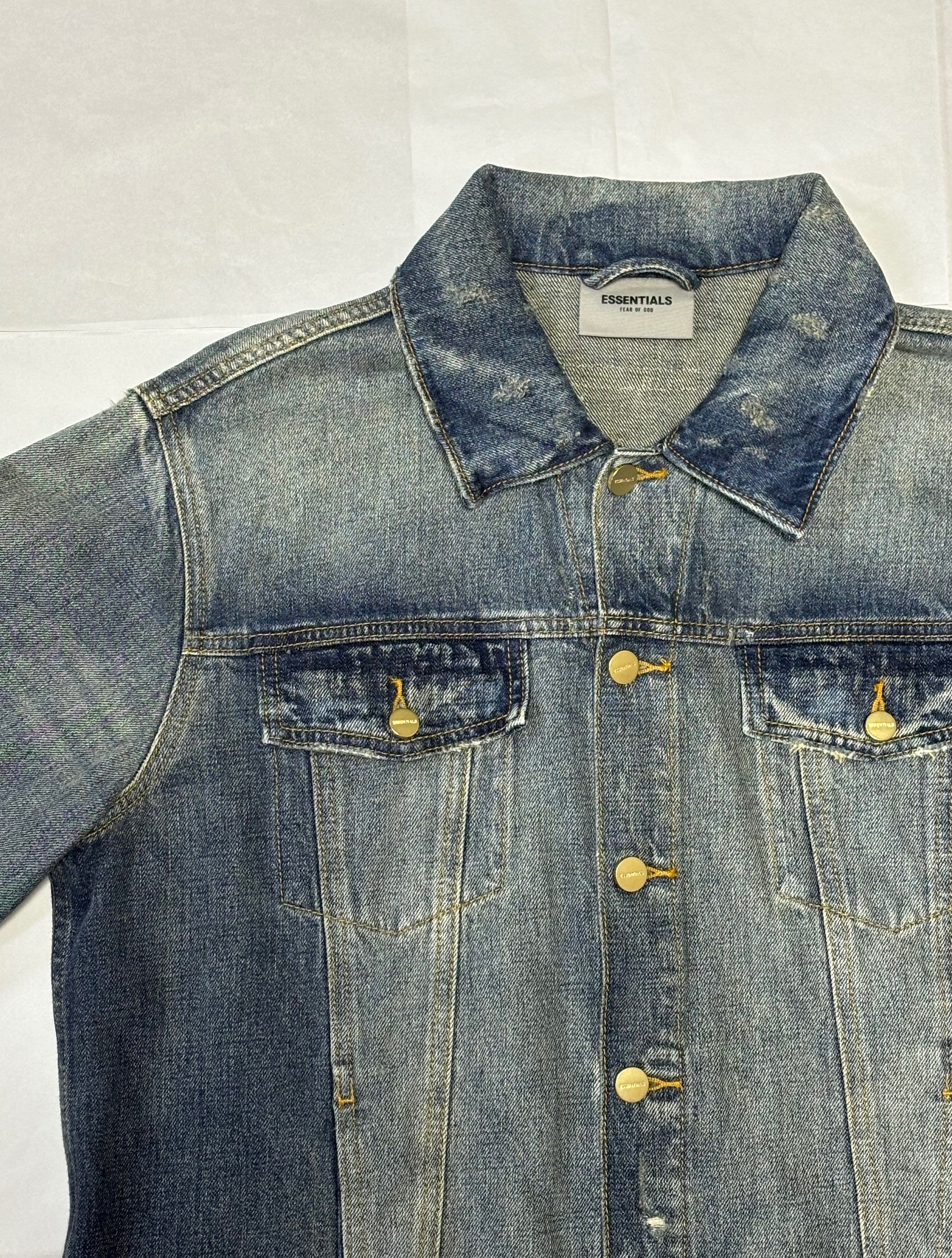 FEAR OF GOD ESSENTIALS Denim Trucker Jacket "Distressed Indigo"