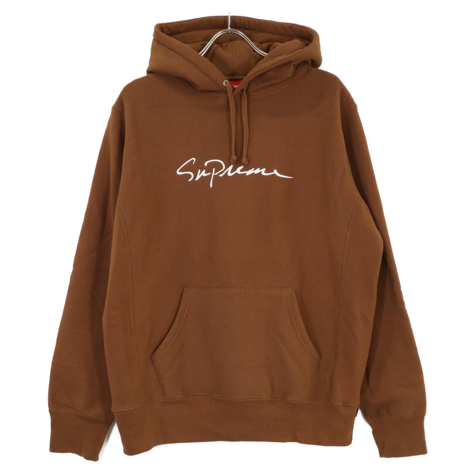 シュプリーム 18AW ブラウン クラシック スクリプト パーカー M