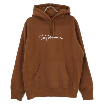 シュプリーム 18AW ブラウン クラシック スクリプト パーカー M