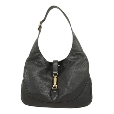 【6eb0626-k】グッチ ショルダーバッグ ニュージャッキー 277520 レザー ブラック シャンパンゴールド金具【中古】レディース
