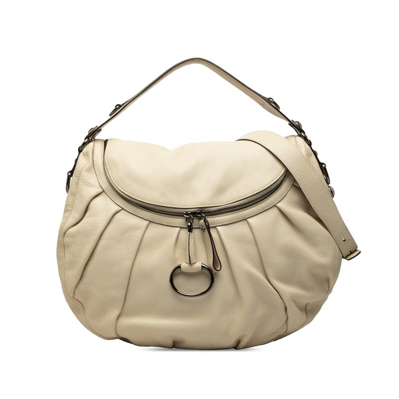 グッチ アイコンビット ハンドバッグ セミショルダーバッグ 2WAY 228584 アイボリー レザー レディース GUCCI 中古