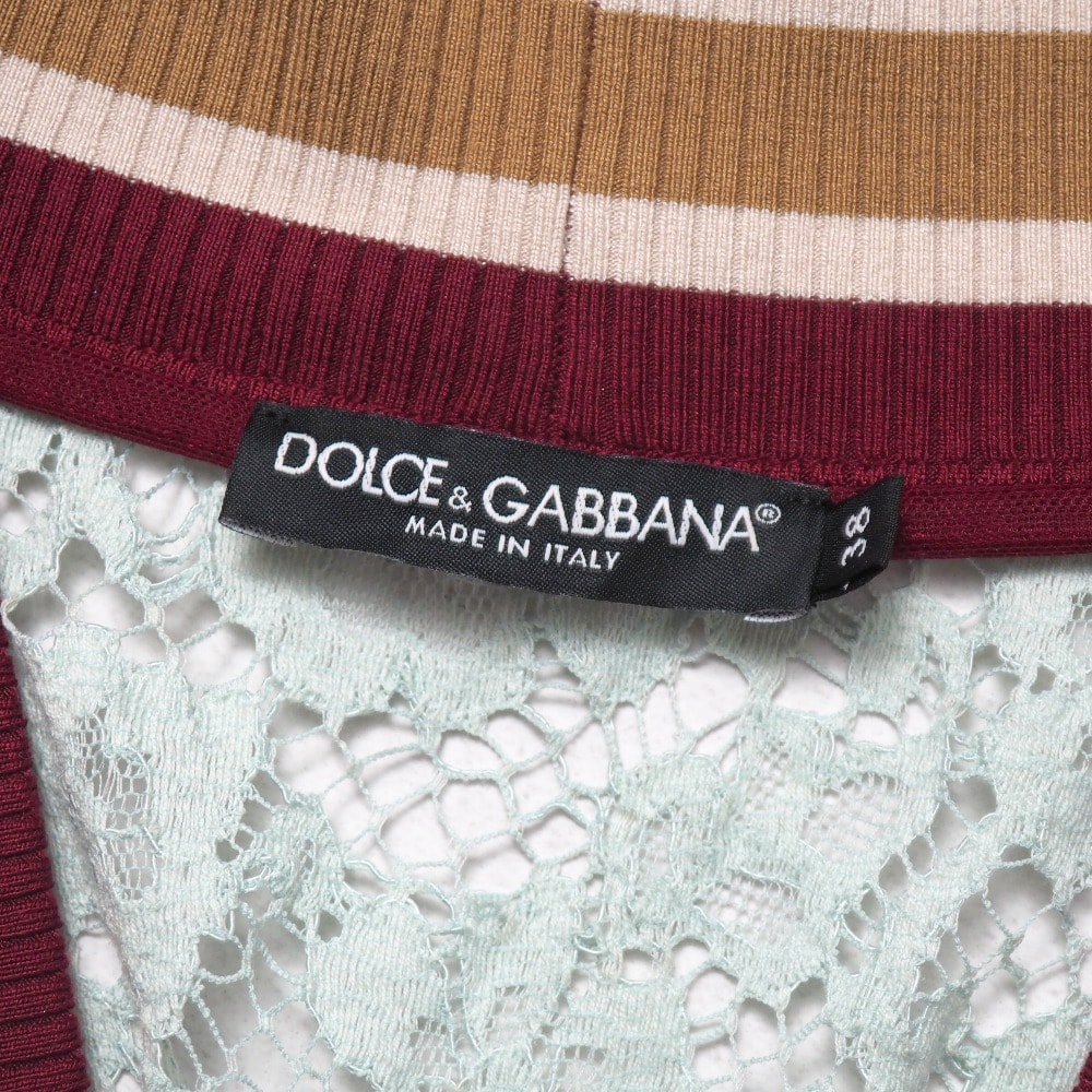DOLCE&GABBANA - ■美品■DOLCE&GABBANA ドルチェアンドガッバーナ カーディガン サイズ38 ロングカーディガン DGロゴ レース Vネック 長袖 イタリア製 ブランド古着【中古】20231127/GO8442 B (目立った傷や汚れなし)】DOLCE&GABBANA ドルチェアンドガッバーナ